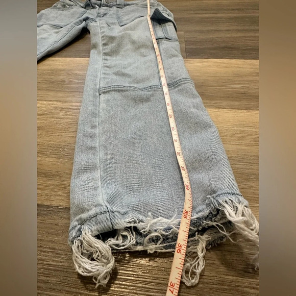 Kancan Jeans Winston High-Rise Cargo Slim Straight Size 7/27 Light Wash Denim - Picture 7 of 13